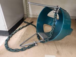 lot 20198 image: Blue Molded Plastic Bucket Swing Seat with Chain