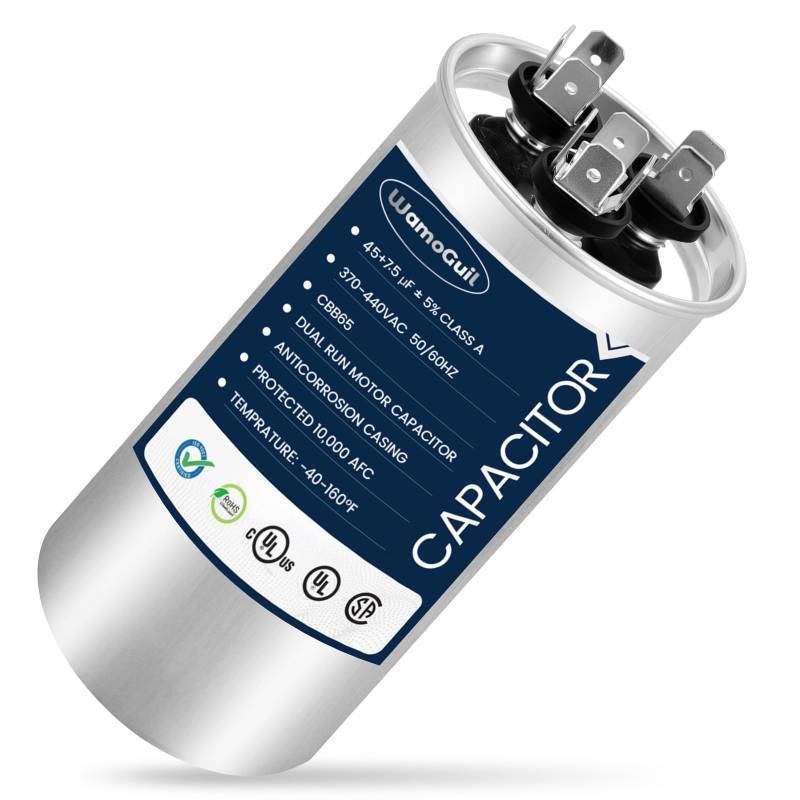 lot 35636 image: 457.5 uF 457.5 MFD 370VAC or 440VAC Dual Run Start Round AC Capacitor CBB65 CBB65B Air Conditioner Capacitors for AC Unit Fan Motor Start or Heat Pump or Condenser Straight Cool - Retail $17