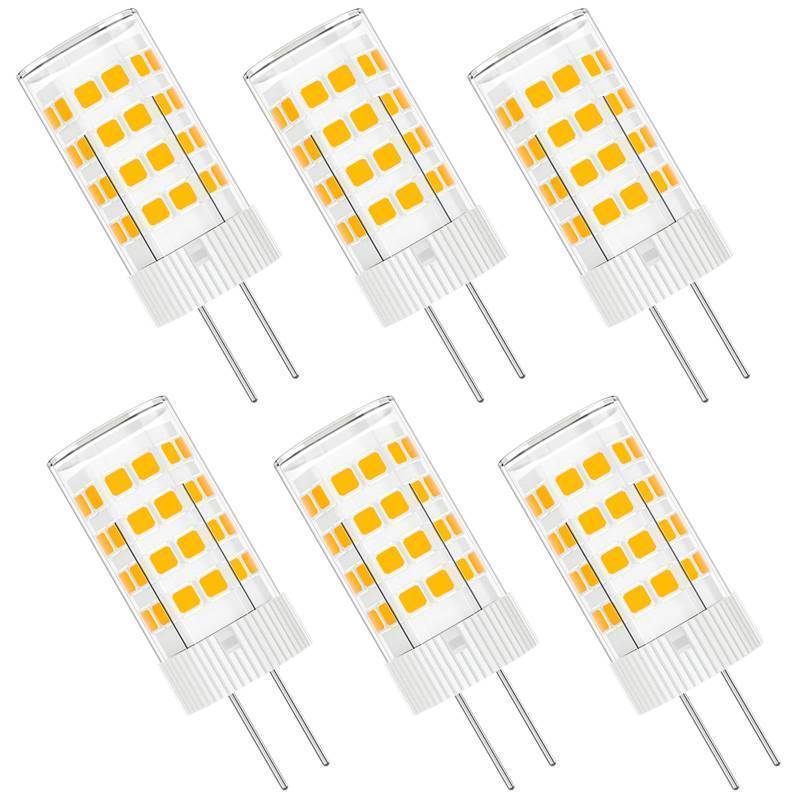 lot 35657 image: G4 LED Bulb 4W 3000K Warm White 12V ACDC T3 JC Type Bi-Pin 20-35W Halogen Equivalent Non-dimmable for Outdoor Landscape Lighting Deck Stair Step Path Lights, Home Lighting, 6 Pack - Retail $15