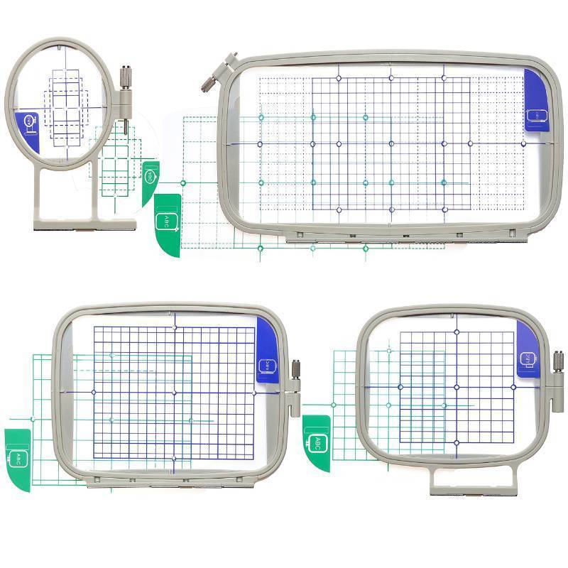 lot 35664 image: Embroidery Machine Hoop 4 in 1 Set(SA442SA443SA444SA445) Compatible with Brother PE900 SE2000 PE800 SE1900 SE1950 PE780D 770 700 750D SE1800 Innovis1250D Babylock Accord Emore Ellure - Retail $30
