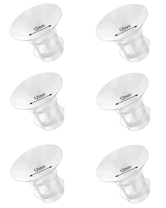 lot 35708 image: Flange Inserts 12mm 6PCS Compatible with MomcozyMedelaeufySpectraMedelaTSRETELansinoh Wearable Breast Pump, for The Most 24mm ShieldFlange Pump, Reduce 24mm Tunnel Down to Correct Size - Retail $8