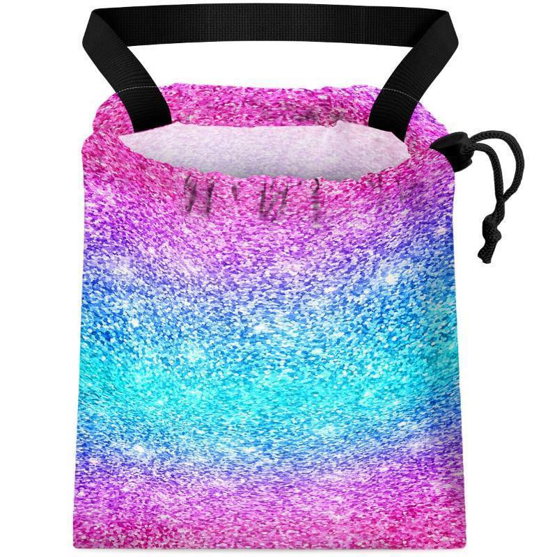 lot 35729 image: Car Trash Bag Hanging Back of Seat Waterproof Small Cute Printed One-handed Strap Drawstring Garbage Bags for Car-Glitter Pink - Retail $10