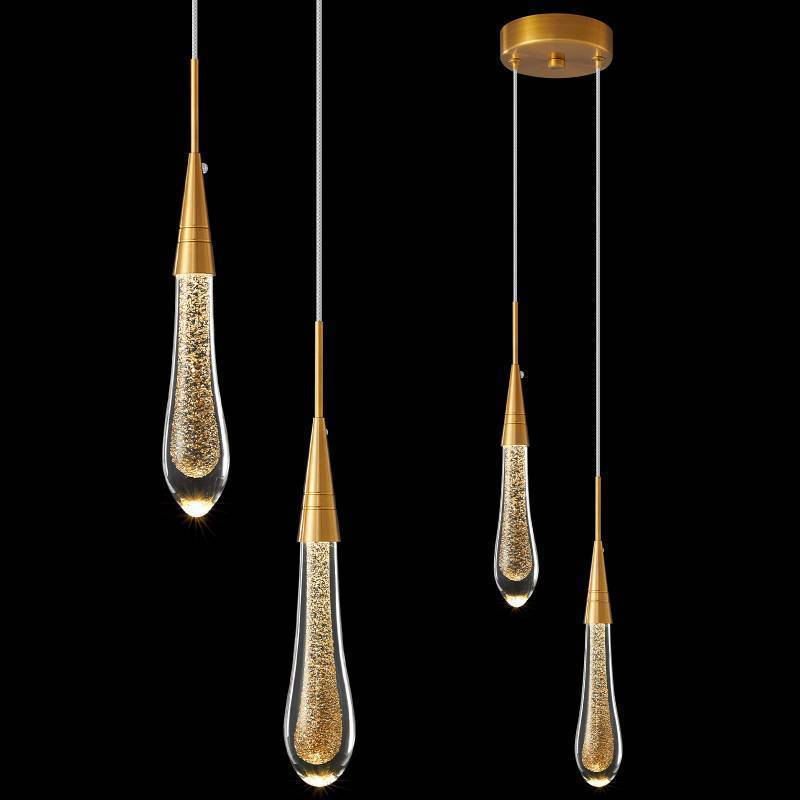 lot 35847 image: Pendant Lights Kitchen Light Fixtures Dimmable LED Modern Gold Pendant Light Mini Teardrop Crystal Pendant Lighting for Kitchen Island Bedroom Hallway Entryway (2-Light) - Retail $90