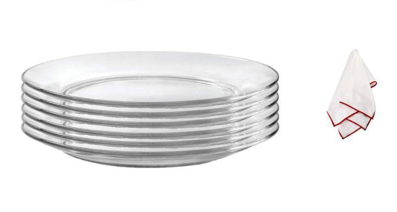 lot 35867 image: 5 Duralex Lys Plates with a Polishing Cloth - Retail $38