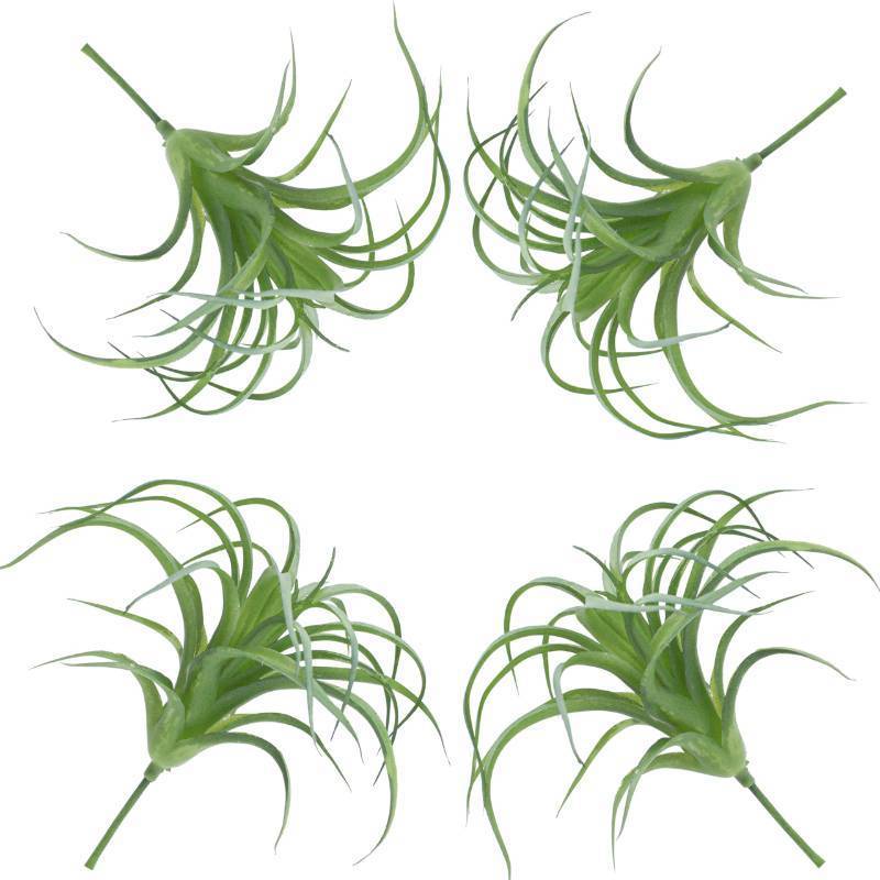 lot 45091 image: 4Pcs Faux Air Plant, Artificial Succulent Plants, Lifelike Fake Tillandsia Bromeliads Greenery, Small Real Flocking AirplantsSucculants for Garden, Terrarium, Home Decoration & DIY Office Ornament - Retail $10