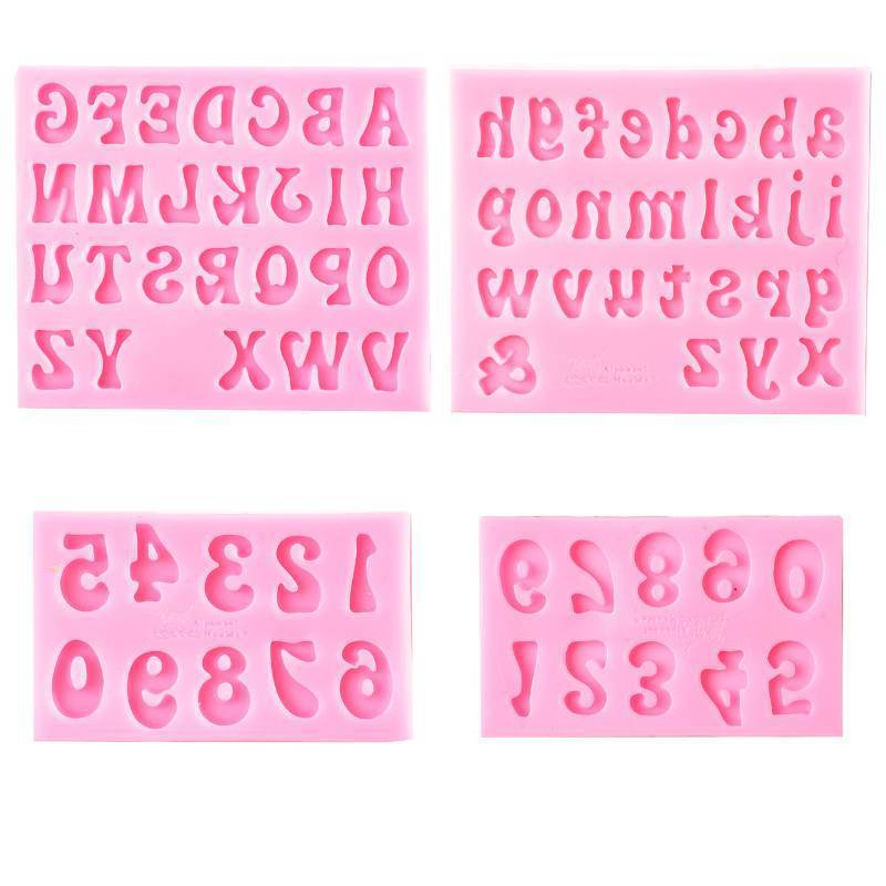 lot 45106 image: Letters Molds and Numbers Molds, Silicone Fondant Mold Chocolate Molds, 0-9 Number and 26 Letters Silicone Molds for Baking Desserts and Cake Decoration (3pcs) - Retail $9