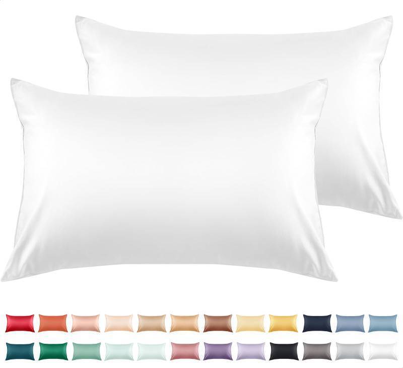 lot 45127 image: Cotton Pillow Cases Standard Size Set of 2 Pillowcases 20x26 Inches, Soft Long Staple Cotton Pillowcases Breathable with Envelope Closure, White - Retail $14