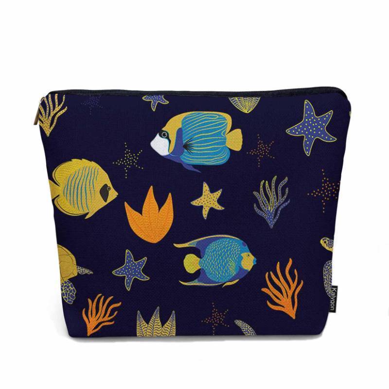 lot 45133 image: Sea Animal Makeup Bags Makeup Organizer, Ocean Sea Turtle Starfish Seaweed Flax Toiletry Bags Travel Cosmetic Bag Makeup Purse Pouch Skincare Bag Wallet Bags For Women Female Mom Daughter - Retail $5