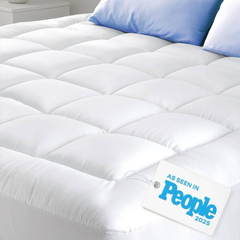 lot 45195 image: Cloud-Like Twin XL Mattress Topper - 100% Cotton Top Mattress Pad for Back Pain Relief - Breathable & Naturally Cooling for Hot Sleepers, White - Retail $43