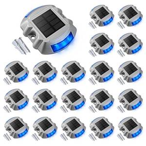 Solar Deck/Dock Lights, 20-Pack Led IP68 Waterproof Outdoor Warning Step Lights for Driveway Sidewalk Garden Pathway Yard (Blue, Auto On/Off - Retail: $180