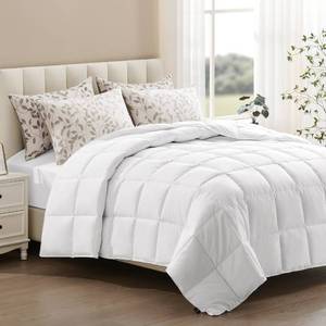 lot 36471 image: Lightweight Duvet Insert Twin Size - Summer Bedding Comforter - 250GSM Filled Thin Duvet - Soft & Breathable, Quilted Comforters with 8 Tabs, White, Twin 68x88 Inches - Retail $30