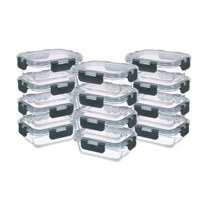 lot 36481 image: 24-Piece Small Glass Food Storage Containers with Lids Airtight, 1.5 Cup Meal Prep Containers Set, Microwave&Dishwasher Safe, Leak-Proof, BPA-Free, Grey - Retail $33
