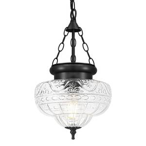 lot 36483 image: Vintage Pendant Light - Matte Black Pendant Lights Kitchen Island with Floral Glass, Hanging Lighting Fixtures with Adjustable Hanging Chain for Kitchen, Island, Dining Room, Entryway - Retail $80