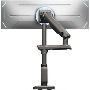 lot 36486 image: Heavy Duty Monitor Arm for Ultrawide Screens up to 57, Holds 40 lbs, Aluminum Ultrawide Single Monitor Stand with 29.1 Max Height, Fully Adjustable Desk Mount, Max VESA 100x100mm - Retail $110