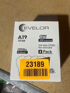 lot 23189 image: Evelor Led Bulbs 9w 4pck