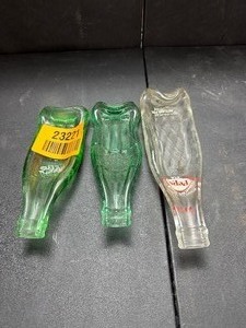 lot 23221 image: Vintage Half Glass Pepsi & Coke Bottles