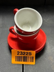 lot 23225 image: Orange Cup & Plate Pair