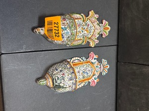 lot 27732 image: 2 Real Portugal Ceramics De Coimbra Hand painted Wall Planters