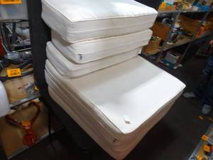 lot 27696 image: 3 Outdoor White Patio Cushions w Backs