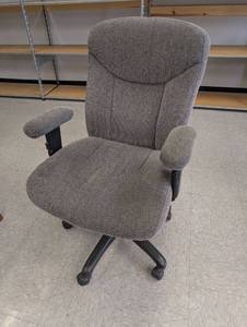lot 2 image: Gray Fabric Executive Office Chair with Adjustable Arms  - Retail $75