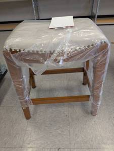 lot 3 image: Upholstered Barstool with Nailhead Trim  - Retail $68