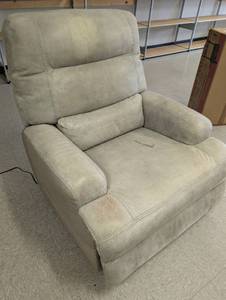 lot 12 image: Beige Fabric Power Recliner Chair with Electric Controls  - Retail $150 (coordinates with lot 18)