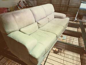 Beige Fabric Sofa  - Retail: $300 (coordinates with lot 12)