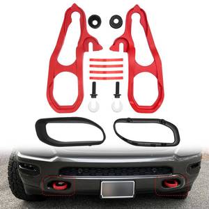 lot 8385 image: AUTOBABA Front Car Front Forged Heavy Duty Tow Hooks Compatible with 2019 2020 2021 2022 Dodge Ram 1500 DT Replace# 82215268AB (Red) - Retail $65