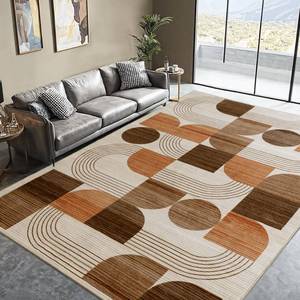 lot 8392 image: QDUIDU Large Machine Washable 6x9 Area Rug, Soft Modern Geometric Abstract Orange Rugs for Bedroom Living Room, Non-Shedding Faux Wool Indoor Throw Floor Carpet for Office Entryway Dining Room Decor - Retail $90