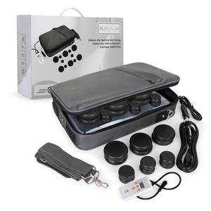 lot 8396 image: BlissFlow Hot Stones Massage Set with Warmer Kit 12 Basalt Massage Stones Digital Electric Stone Warmer &amp Portable Heater Hot Stones for Massage in Travel Carrying Bag - Retail $140
