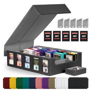 lot 8397 image: Kabinka Trading Card Storage Box with Commander Display, 5-Row Deck Case with Removable Lid 3900 Card Organizer for MTG TCG PTCG Sports Card, Top Loaders Storage Box (Black) - Retail $45