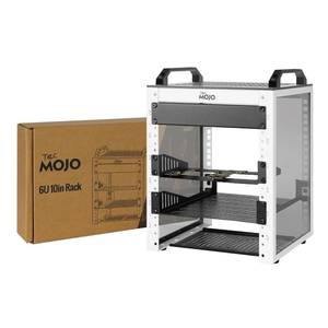 lot 8401 image: Tecmojo 6U Network Rack, 10 inch Mini Server Rack with 2 Side Translucent Panels & 2 Top Handles, 7.87 inch Deep, for 10 inch IT Equipment & AV Devices, White LOOSE HARDWARE  - Retail $80