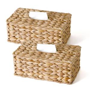 lot 8405 image: 2 Pack Rectangle Wicker Tissue Box Cover Fits 120-Count (3-Ply)  160-Count (2-Ply) Boxes, Natural Rattan Woven Facial Tissue Holder, Decorative Tissue Box Holder for Bathroom - Retail $31