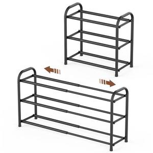 lot 8411 image: Gonfoam 3-Tier Expandable Shoe Rack,Adjustable Shoe Shelf Storage Organizer Heavy Duty Metal Free Standing Shoe Rack for Entryway Closet Doorway (Black) - Retail $18