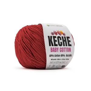 lot 8428 image: Keche Cotton Yarn, 60% Cotton 40% Acrylic Yarn, Soft Cotton Yarn for Crochet and Knitting, Amigurumi Yarn 1 SkeinBall 1.76 Oz (50g)  180 Yrds (165m) - Red - Retail $6