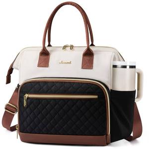 lot 8439 image: LOVEVOOK Lunch Bag Women, Insulated Adult Lunch Box for Women Work, Wide Opening Leakproof Cooler Tote Bag for Office Campus Picnic Beach with Shoulder Strap, Loncheras Para Mujer with Cup Holder - Retail $33