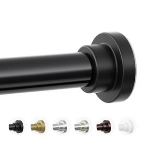 lot 8444 image: Mcrbeay Shower Curtain Rod, 1 Diameter Heavy Duty Tension Shower Rod, Non Slip Adjustable 28-74 inch No Drilling Shower Curtain Rods Spring Tension For Bathroom, Shower Stall, No Rust, Black - Retail $19