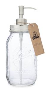lot 8445 image: Jarmazing Products Quart Size Mason Jar Soap and Lotion Dispenser - 32 Ounce - Made from Rust-Proof Stainless Steel - Retail $18