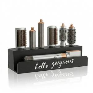 lot 8446 image: CHONIC Storage Holder for Hair Wrap, Farmhouse Curling Iron Accessories Rack Wall Mount, Wood Hair Wrap Styler Tools Holder, Vacuum Attachments Display Stand for Bathroom Organizer (Black) - Retail $25