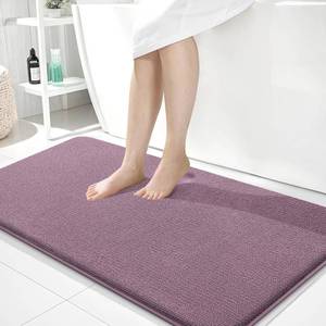 lot 8450 image: OLANLY Thick Memory Foam Bathroom Runner Rugs 44x24, Extra Soft Absorbent Long Bath Rug, Quick Dry, Non-Slip, Machine Washable Bath Mats for Bathroom, Tub and Shower, Home Decor Accessories, Deep Plum - Retail $44