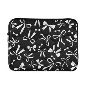 lot 8460 image: Black Bow Ribbon Laptop Sleeve Bag Case for Women Men 14 inch Protective Notebook Cover Computer Case for Work Business Office Travel - Retail $17