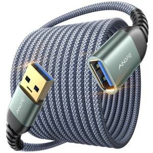 lot 8463 image: AINOPE USB Extension Cable 10FT,USB Extender,USB 3.0 Extension Cable, Male to Female Cord High Data Transfer Compatible with Webcam,USBKeyboard,Flash Drive,Hard Drive,Printer,Grey - Retail $6