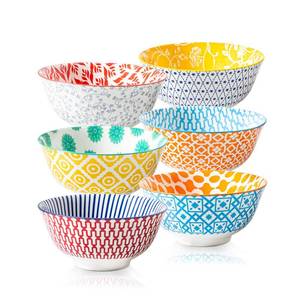 lot 8472 image: Cerkik Ceramic Soup Bowls Set - 24 Oz Deep Cereal Bowl - 6 Inch Large Kitchen Dinner Bowl Eating Pasta Salad Dessert Noodle Rice Oatmeal - Microwave Dishwasher Safe - Set of 6 - Assorted Colors - Retail $34