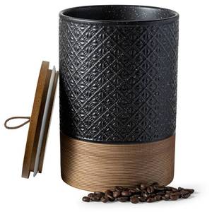 lot 8474 image: Miamolo Large Jar with Lid, Ceramic Coffee Container with Airtight Lids, Food Storage Containers, Kitchen Canisters for Countertop Coffee Bar Accessories Weeding Gift - Black & 64 fl.oz - Retail $28