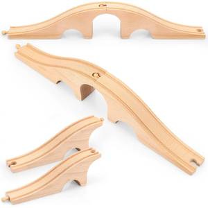 lot 8475 image: Liliful Wooden Train Track Bridges and Tunnels Expansion Wood Train Track Pieces Accessories for Most Major Toy Trains Railway - Retail $15