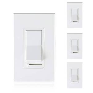 lot 8480 image: CLOUDY BAY in Wall Dimmer Switch for LED LightCFLIncandescent,3-Way Single Pole Dimmable Slide, 600W max Incandescent,150W max Dimmable LEDCFL, Cover Plate Included, Pack of 4 - Retail $40