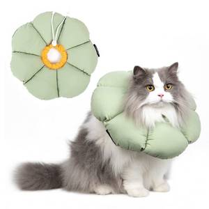 lot 8482 image: Cat Cone Collar,Cute Waterproof Cat Recovery Collar,Anti-Bite Lick Wound Healing Safety Elizabethan e Collar for Cats,Green Flower All-Season Style - Retail $17