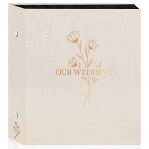 lot 8483 image: Lanpn Wedding Photo Album 4x6 600 Pocket Photos Slip in, Linen Cover Large Capacity Newlywed Marriage Album Hold 600 Horizontal Vertical Photos (Flower, Beige) - Retail $26