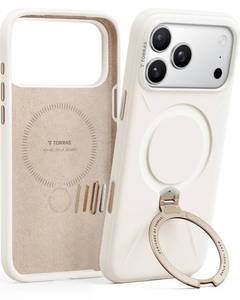 lot 8496 image: TORRAS Q3 Silicone 360 Spin for iPhone 17 Pro Case with Stand, Fit for MagSafe, Magnetic Ring Kickstand with Camera Control, Liquid Silicone Rubber Soft Phone Case for iPhone 17 Pro 6.3, Light Ivory - Retail $39
