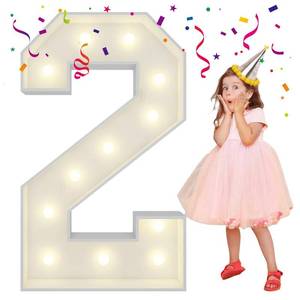 lot 8499 image: 4FT Light Up Numbers Letters, Mosaic Numbers for Balloons, Giant Mosaic Balloon Number 2 for 2 Year Old, 20th 21st Birthday Decorations, Class of 2026 Graduation Party Decor - Retail $23